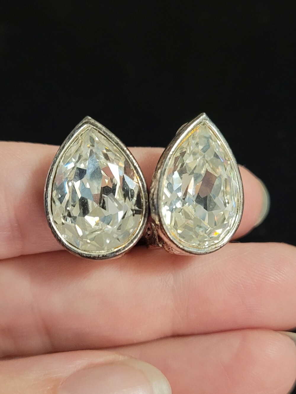 Vintage Signed Vendôme Crystal Clip-On Earrings